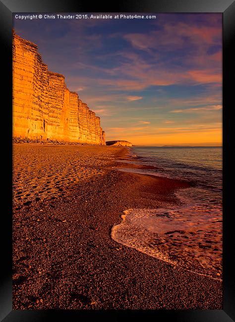 East Cliff Sunset Dorset 2  Framed Print by Chris Thaxter