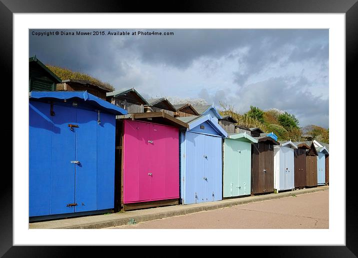 Frinton Beach Huts  Framed Mounted Print by Diana Mower
