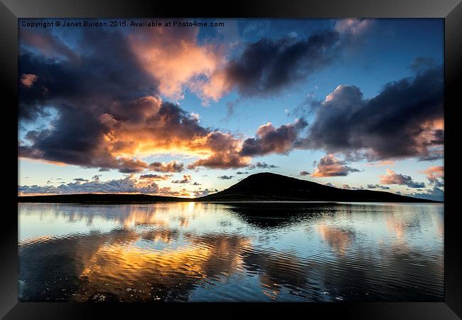  Sunset, Toe Head, Isle of Harris Framed Print by Janet Burdon
