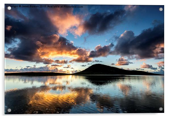  Sunset, Toe Head, Isle of Harris Acrylic by Janet Burdon