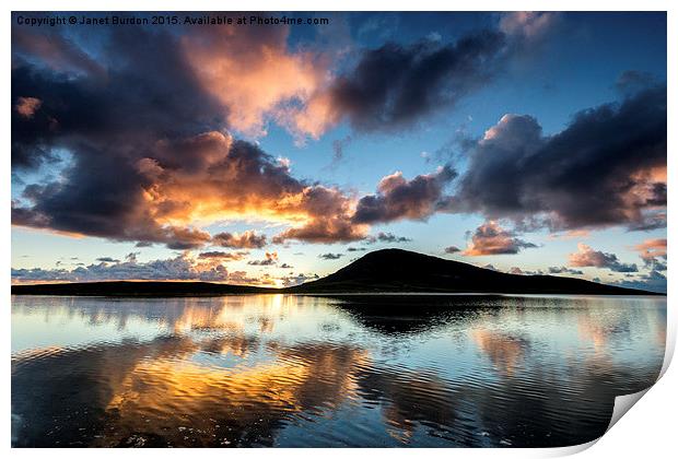  Sunset, Toe Head, Isle of Harris Print by Janet Burdon