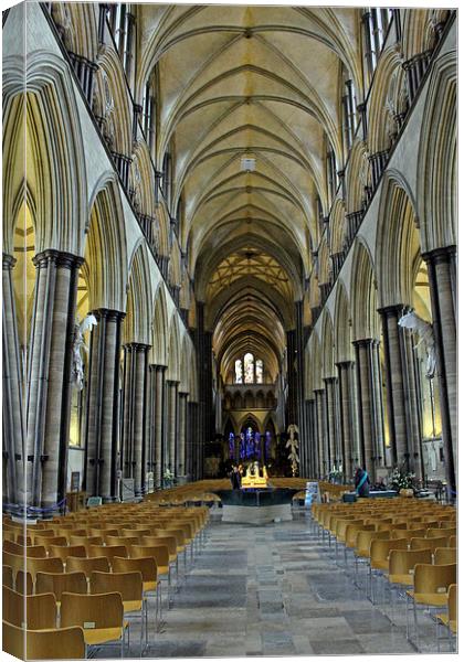  Salisbury Cathedral Nave Canvas Print by Tony Murtagh
