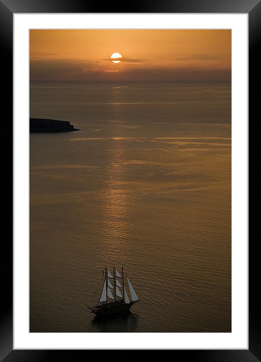 Tallship at sunset Framed Mounted Print by Stephen Mole