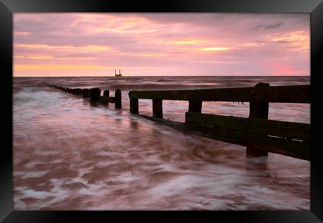 Sunset Waves Cleveleys Framed Print by Gary Kenyon