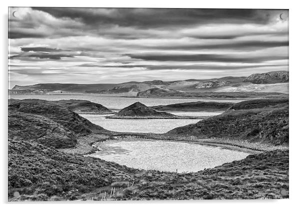 Loch Eriboll in mono.  Acrylic by Mark Godden