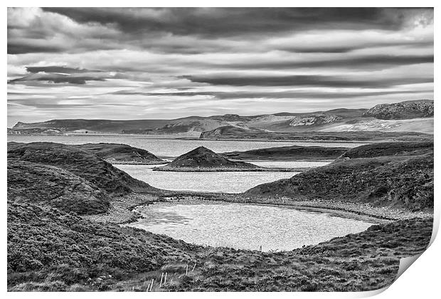 Loch Eriboll in mono.  Print by Mark Godden