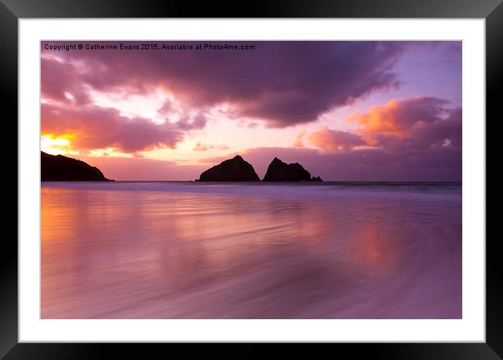  Holywell Bay Sunset Framed Mounted Print by Catherine Fowler