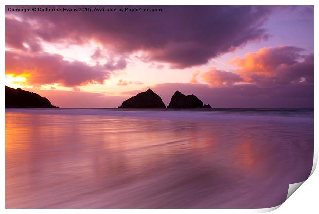  Holywell Bay Sunset Print by Catherine Fowler