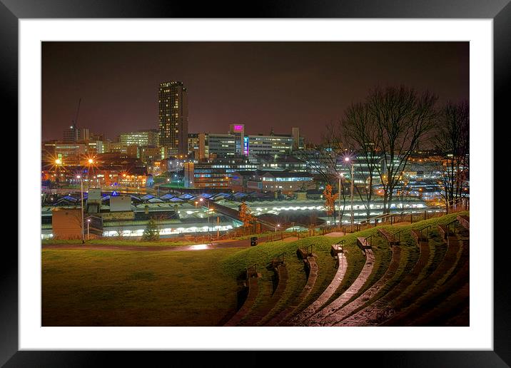 Sheffield City Centre at Night  Framed Mounted Print by Darren Galpin