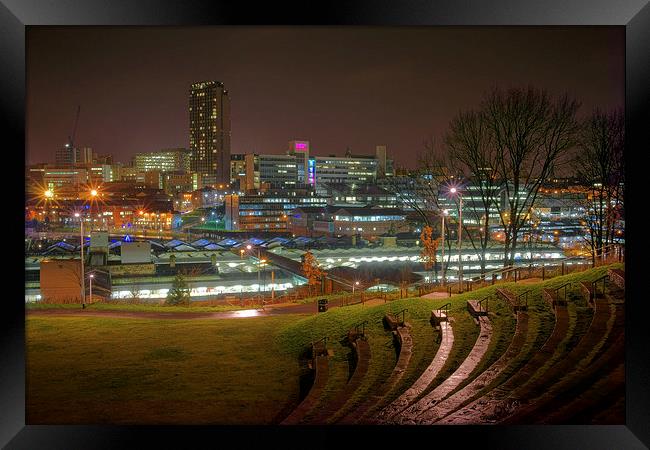 Sheffield City Centre at Night  Framed Print by Darren Galpin