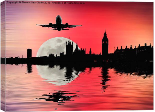  Night flight over London Canvas Print by Sharon Lisa Clarke