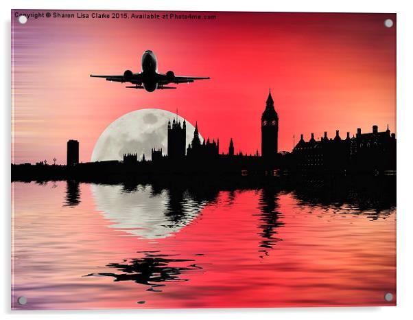 Night flight over London Acrylic by Sharon Lisa Clarke
