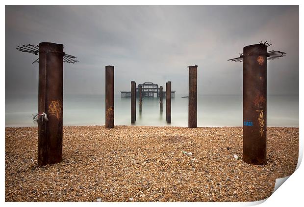  Brighton west pier remains Print by Tony Bates