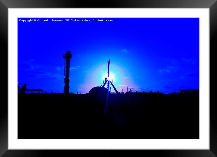  Sunset Over The Pleasure Beach, Yarmouth, England Framed Mounted Print by Vincent J. Newman