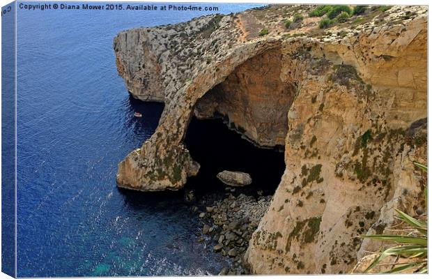  Blue Grotto cave Malta Canvas Print by Diana Mower