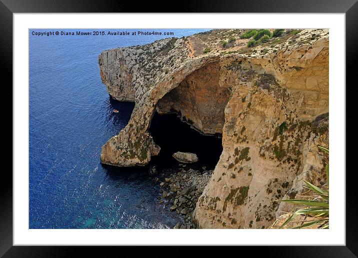  Blue Grotto cave Malta Framed Mounted Print by Diana Mower