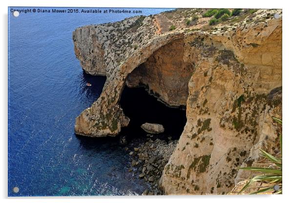  Blue Grotto cave Malta Acrylic by Diana Mower