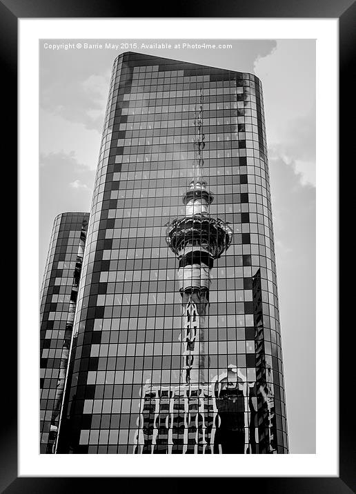 The Sky Tower, Reflected Framed Mounted Print by Barrie May