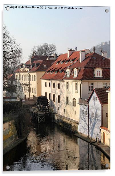  Water Wheel in Prague Acrylic by Matthew Bates