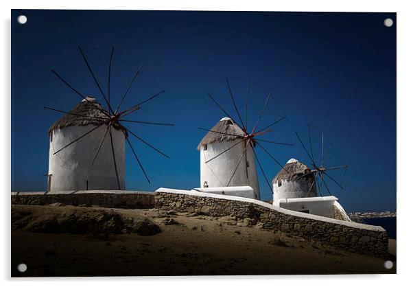  Mykonos windmills Acrylic by Leighton Collins