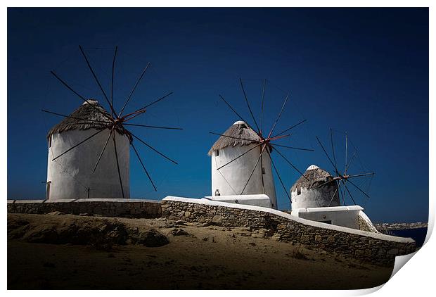  Mykonos windmills Print by Leighton Collins