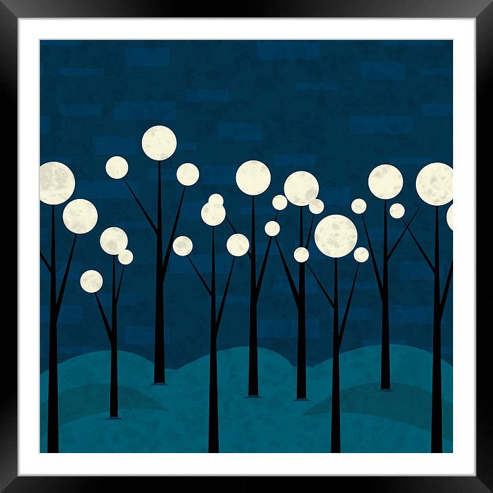 Moon Forest Framed Mounted Print by Iveta S