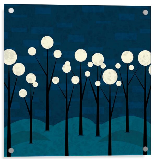 Moon Forest Acrylic by Iveta S