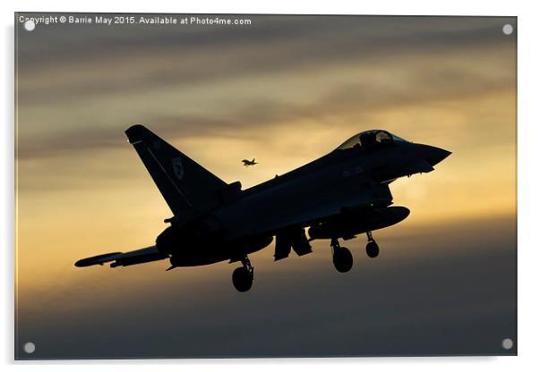 Eurofighter Typhoon - Sunset Approach Acrylic by Barrie May