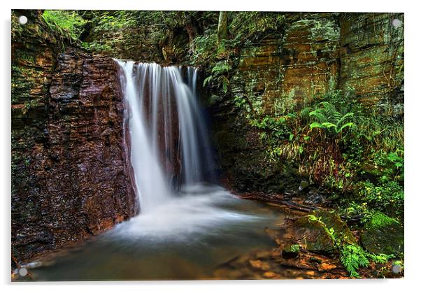 Waterfall near Damflask Reservoir Acrylic by Darren Galpin