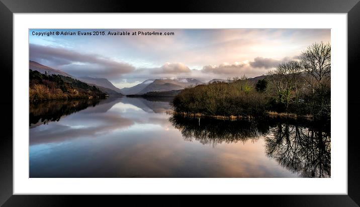 Padarn Lake llanberis Sunset Framed Mounted Print by Adrian Evans
