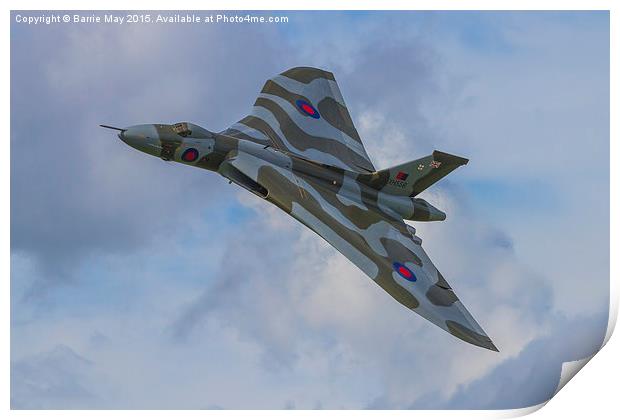 Vulcan XH558 Topside Print by Barrie May