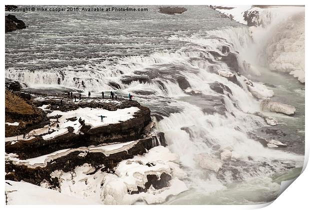 Gullfoss waterfall Iceland  Print by mike cooper