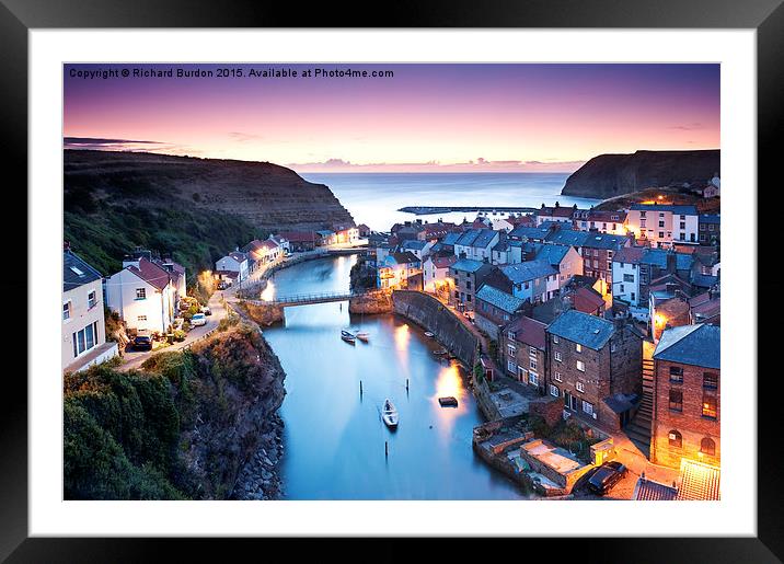Twilight Glow, Staithes Framed Mounted Print by Richard Burdon