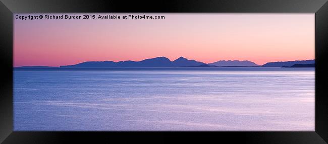 Sunrise over the Islands of Rhum & Sky Framed Print by Richard Burdon