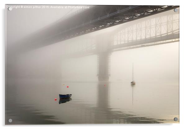  Tamar Bridge in the Fog. Acrylic by simon pither