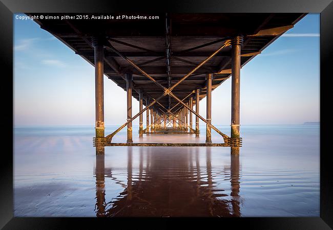  Paignton Pier Sunset Framed Print by simon pither