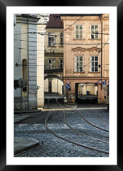 Tram lines in Prague Framed Mounted Print by Matthew Bates