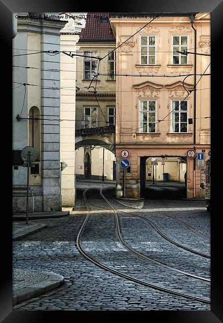 Tram lines in Prague Framed Print by Matthew Bates