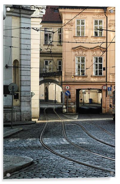 Tram lines in Prague Acrylic by Matthew Bates