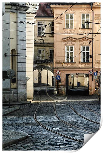 Tram lines in Prague Print by Matthew Bates
