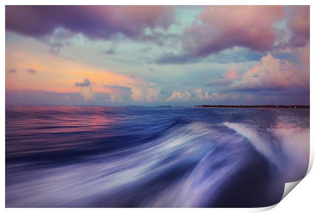  Sunset Wave. Maldives  Print by Jenny Rainbow