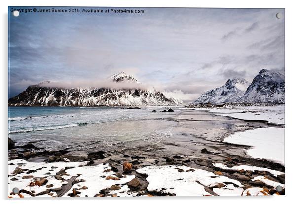 Flakstad Bay, Lofoten Islands Acrylic by Janet Burdon
