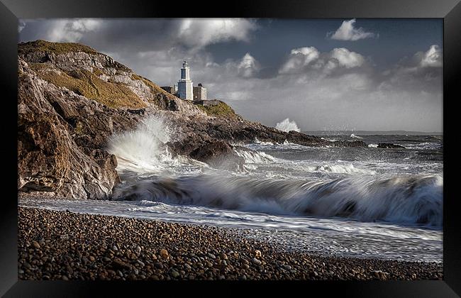  Bracelet Bay and Mumbles lighthouse Framed Print by Leighton Collins