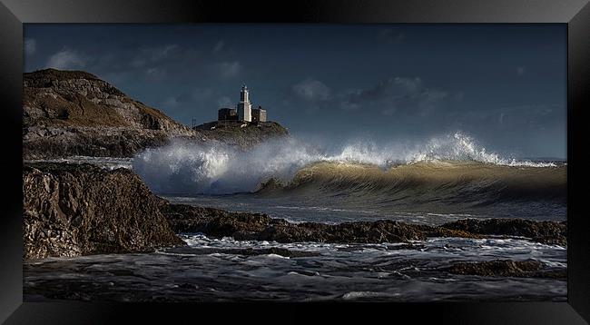  The wave at Bracelet Bay Framed Print by Leighton Collins