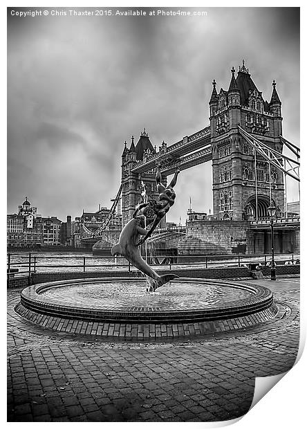  Girl with a Dolphin at Tower Bridge 2 Print by Chris Thaxter