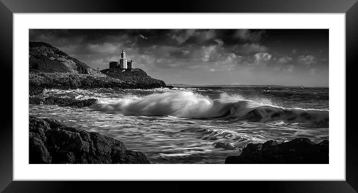  Breaking wave at Bracelet Bay Framed Mounted Print by Leighton Collins