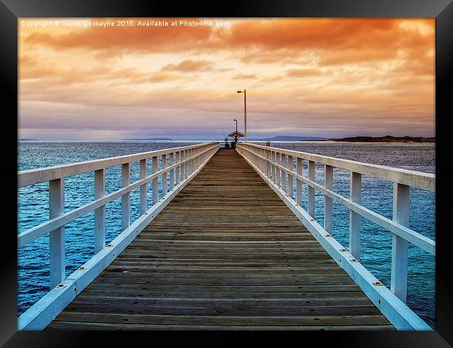  Colourful Sunset & Jetty Framed Print by Sandi-Cockayne ADPS
