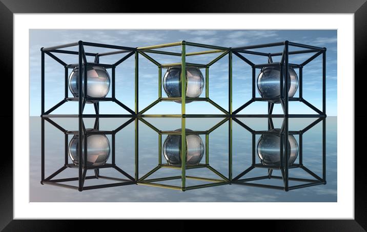  Tesseracts With Spheres II Framed Mounted Print by Hugh Fathers