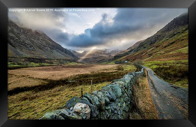 Nant Ffrancon Pass Snowdonia Wales  Framed Print by Adrian Evans