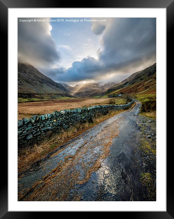 Nant Ffrancon Pass Snowdonia Wales  Framed Mounted Print by Adrian Evans